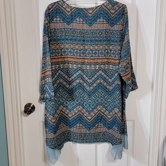 One World Hanky Hem Top/Tunic with Chiffon Trim on Each Side Women's Size XXXL - Picture 4 of 12